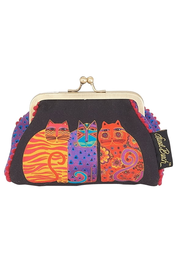 Feline Friends Three Cats Coin Purse (Black/Orange)