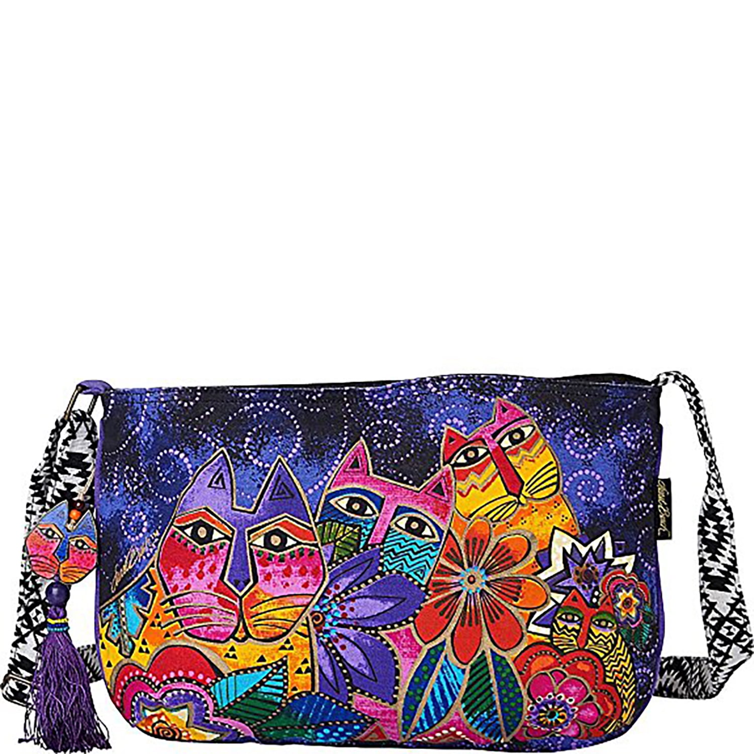 Laurel Burch Handbag Brightly Colored Laurel s Garden Crossbody Bag with Aztec Printed Strap Walmart