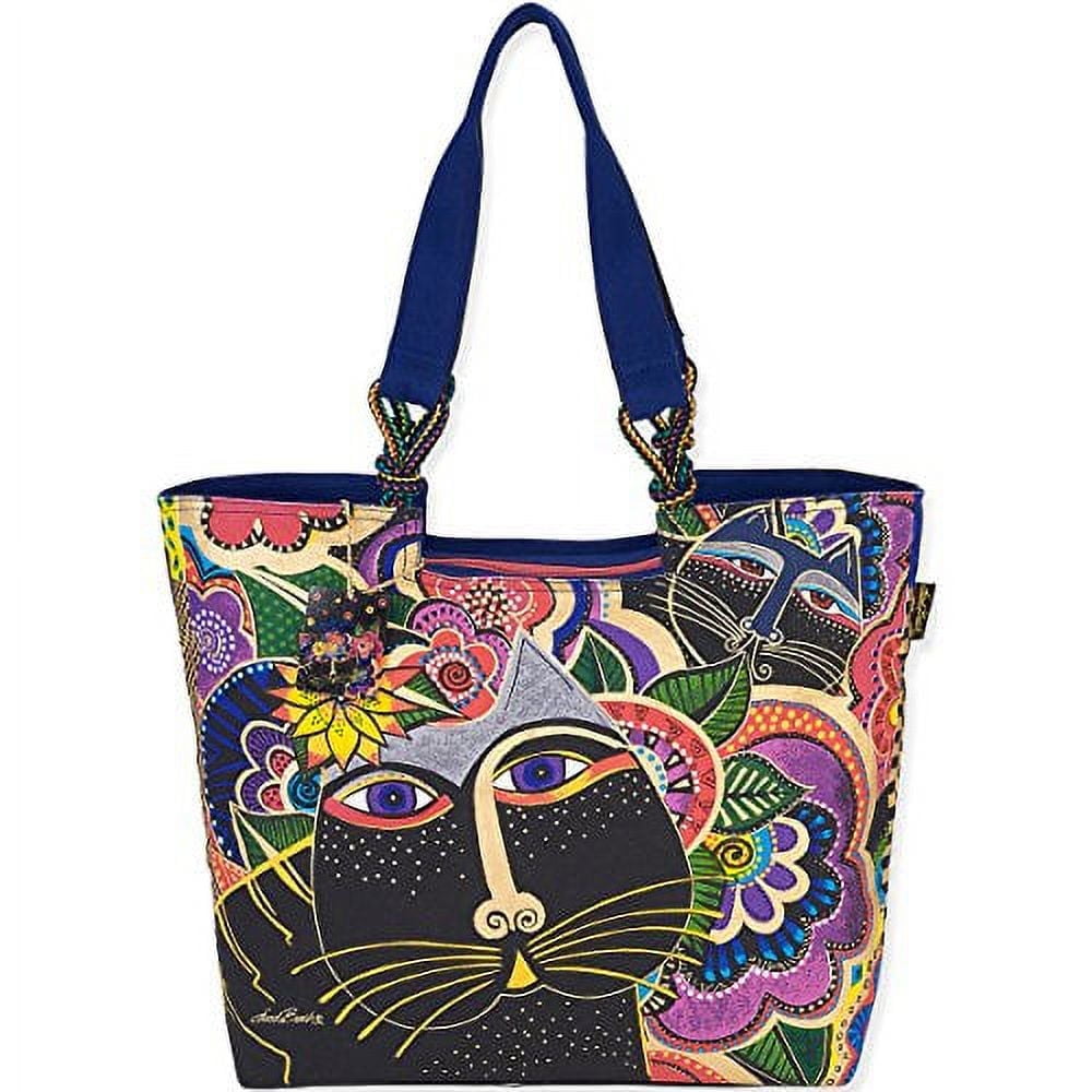 Laurel Burch Artful Useful Carlotta s Cats Shoulder Tote with Zippered Compartments 21 X5 X15 Walmart