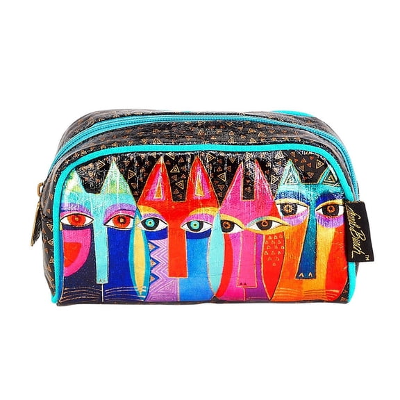 Laurel Burch Tribal Feline Cats Foil Cosmetic Bag