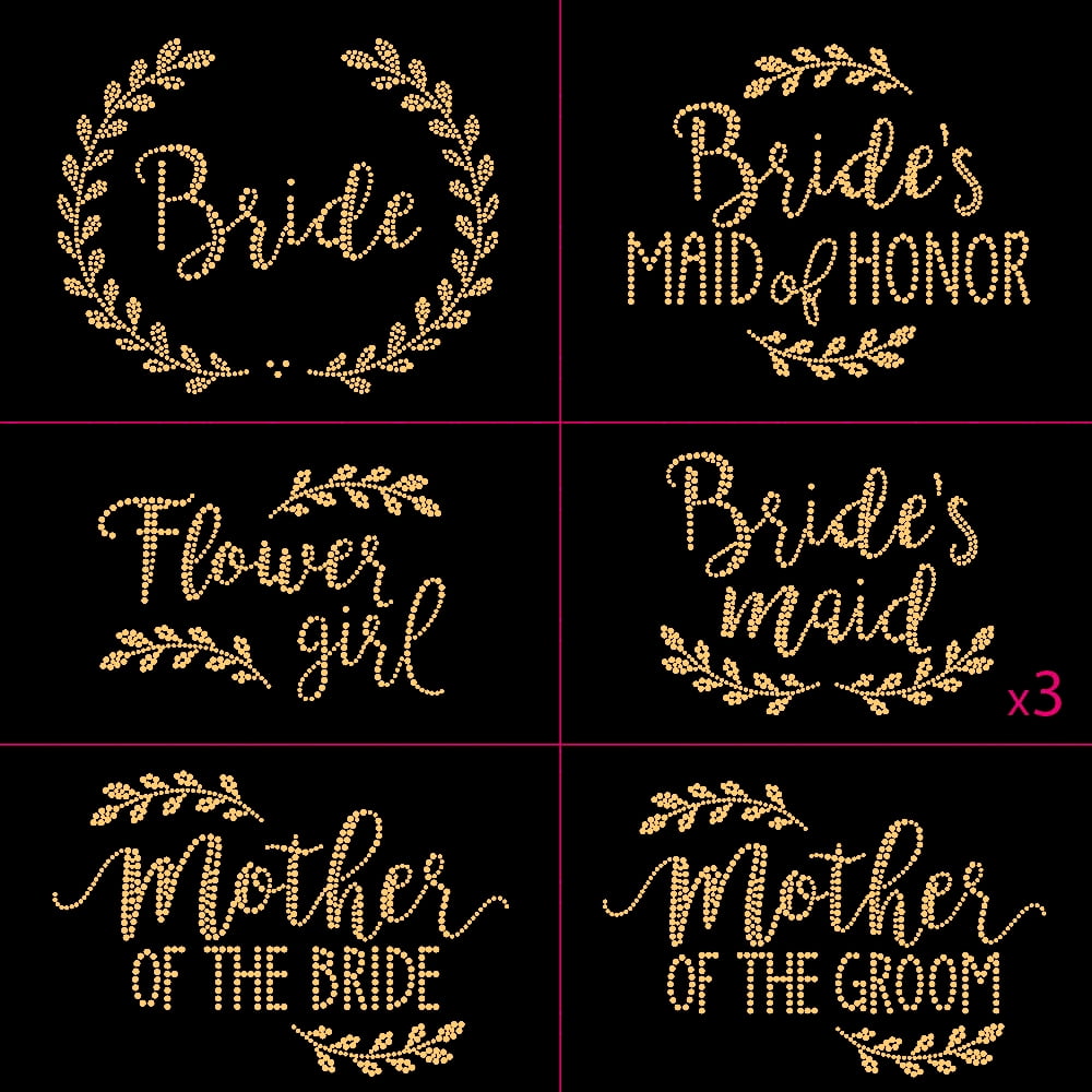 Laurel Gold Wedding Bride Bridal Bridesmaid Ironon Rhinestud Transfers