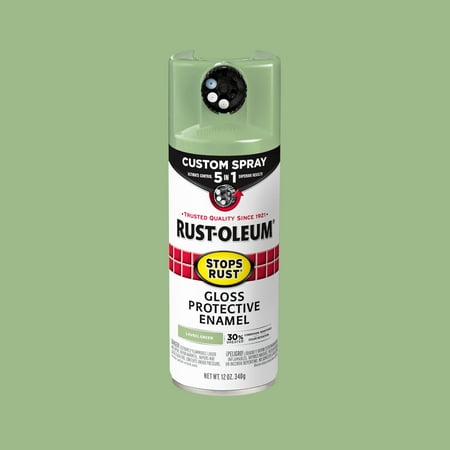 Laurel Green, Rust-Oleum Stops Rust Custom Sprays 5 in 1 Gloss Spray Paint-384753, 12 oz