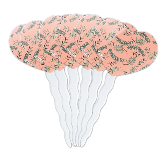 Laurel Leaves Heart Love Cupcake Picks Toppers Decoration Set of 6