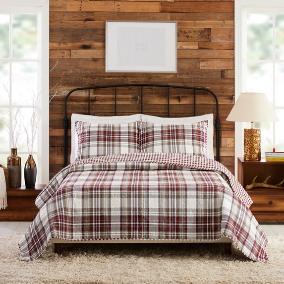 Laurel & Mayfair Camden Plaid Red 3-Piece Quilt Set, King