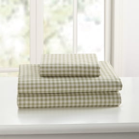 Laurel & Mayfair Gingham Printed 250tc 100% Cotton Percale Green 4-Piece Sheet Set, Queen
