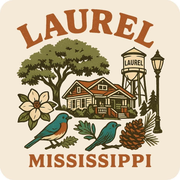 Laurel Mississippi Keepsakes Souvenir Vinyl Sticker – Destination Travel Keepsake Collectible (3-Inches Wide)