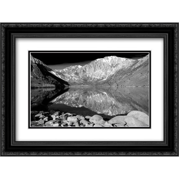 Laurel Mountain Reflections BW 2x Matted 24x18 Black Ornate Framed Art Print by Taylor, Douglas
