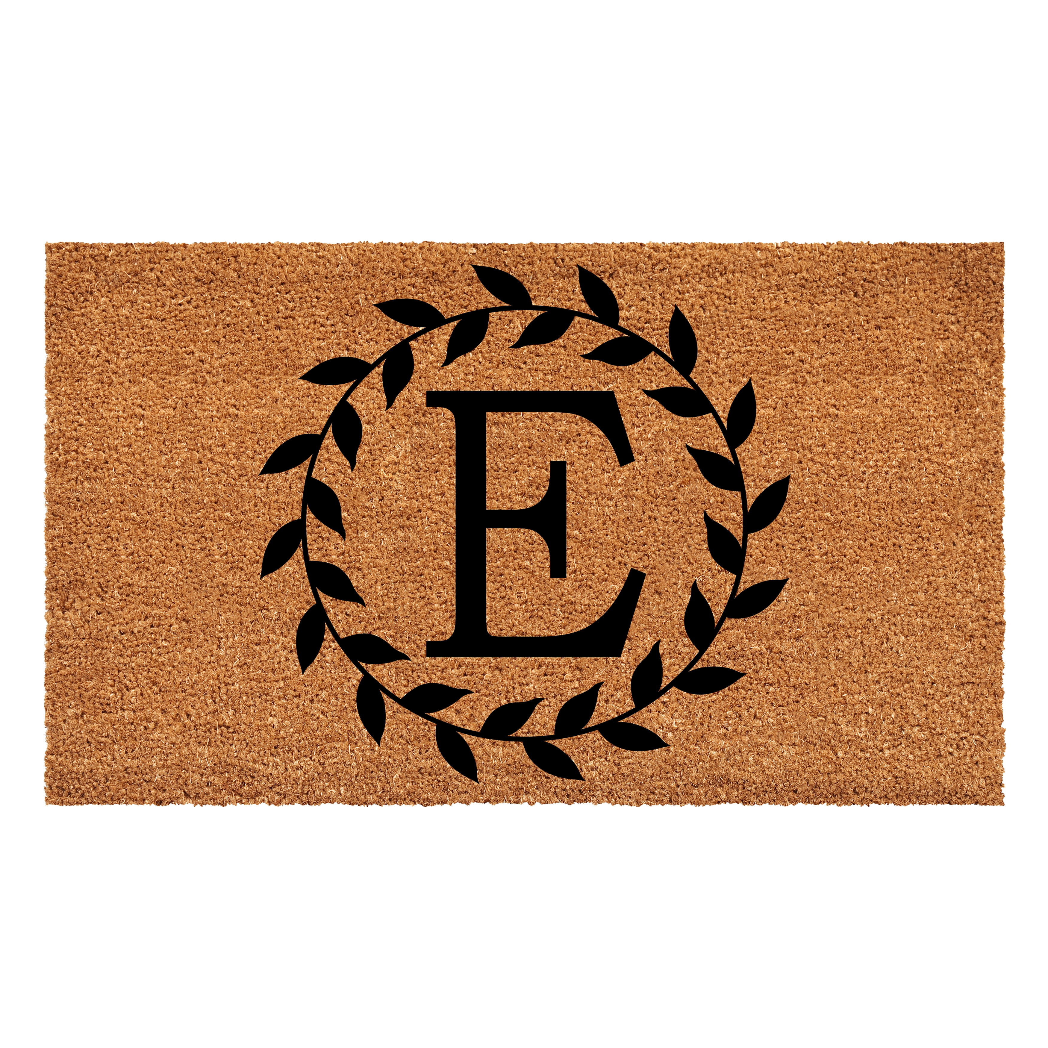 Laurel Wreath Doormat, 17" x 29" (Letter E)
