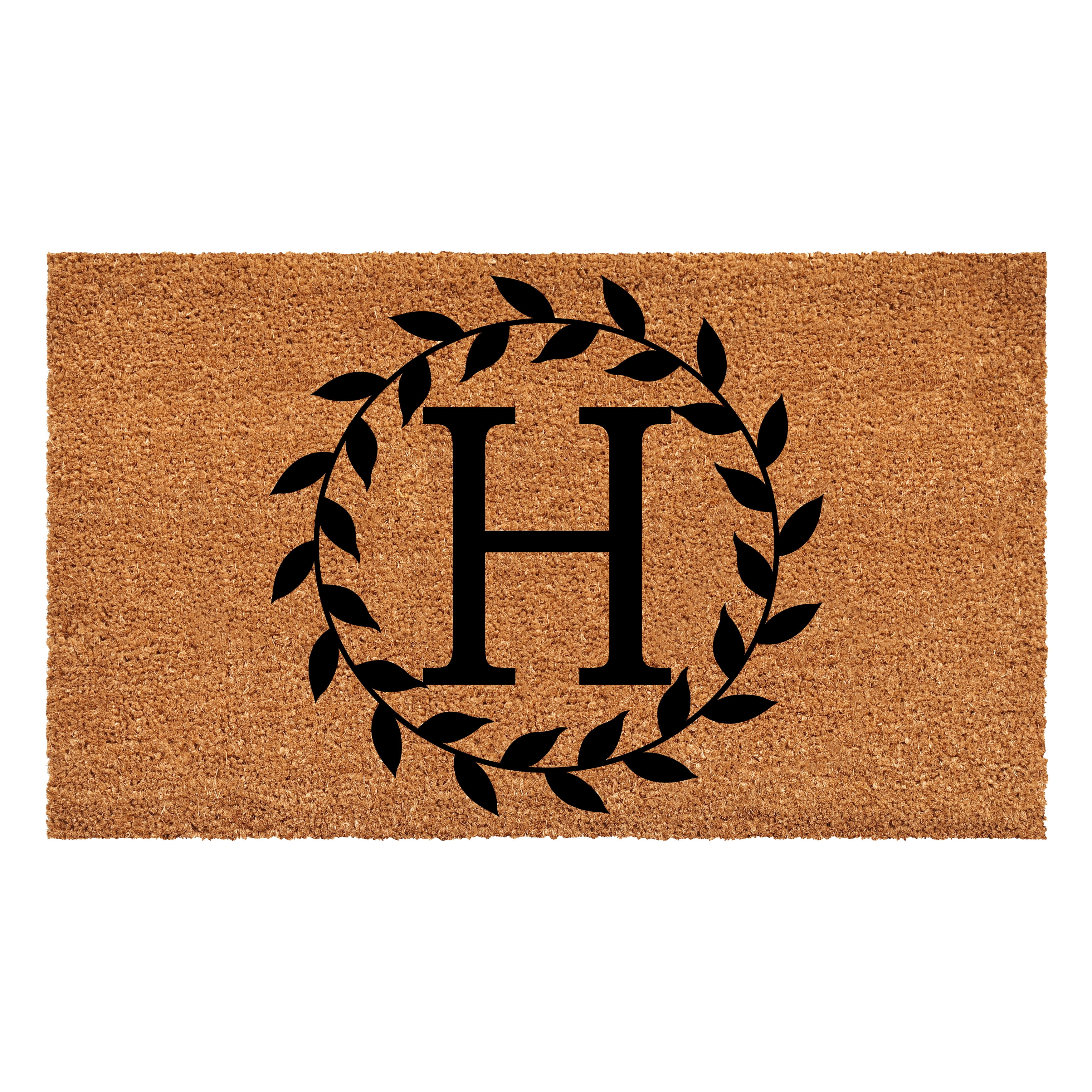 Laurel Wreath Doormat, 17" x 29" (Letter H)