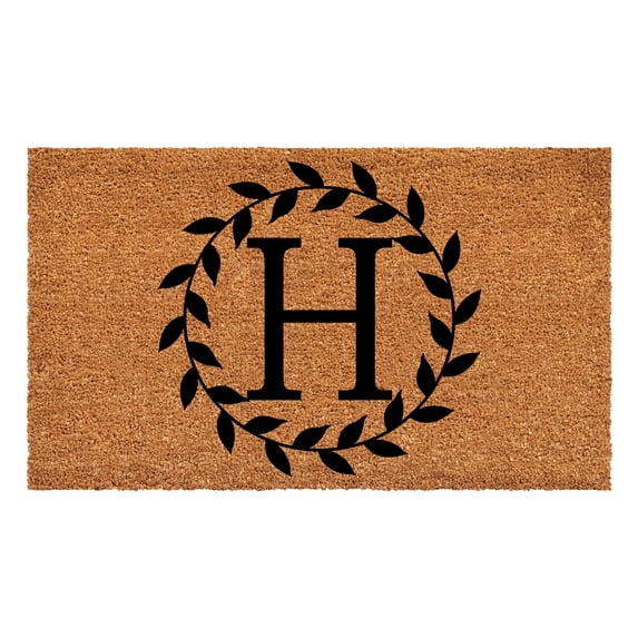 Laurel Wreath Doormat, 17" x 29" (Letter H)