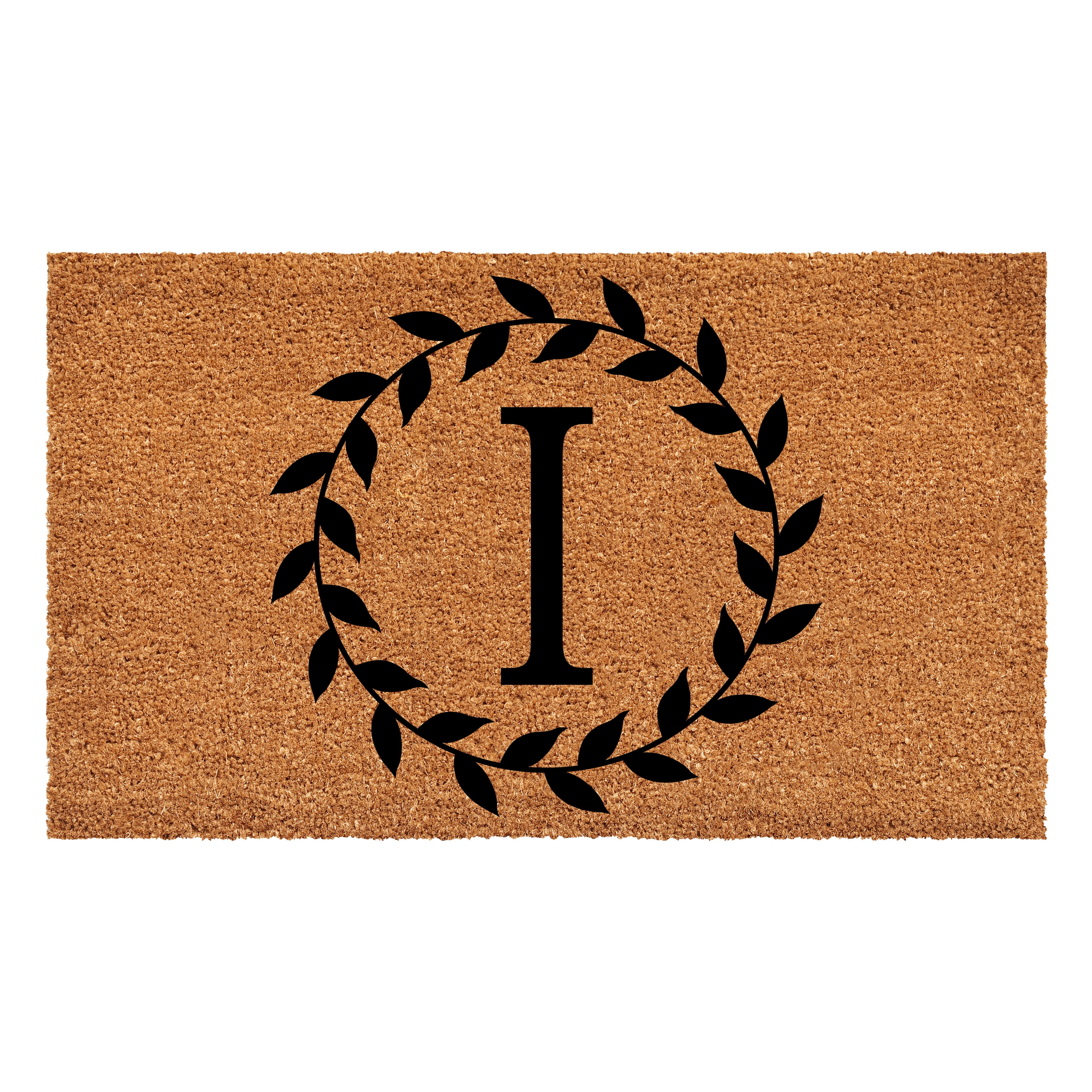 Laurel Wreath Doormat, 17" x 29" (Letter I)