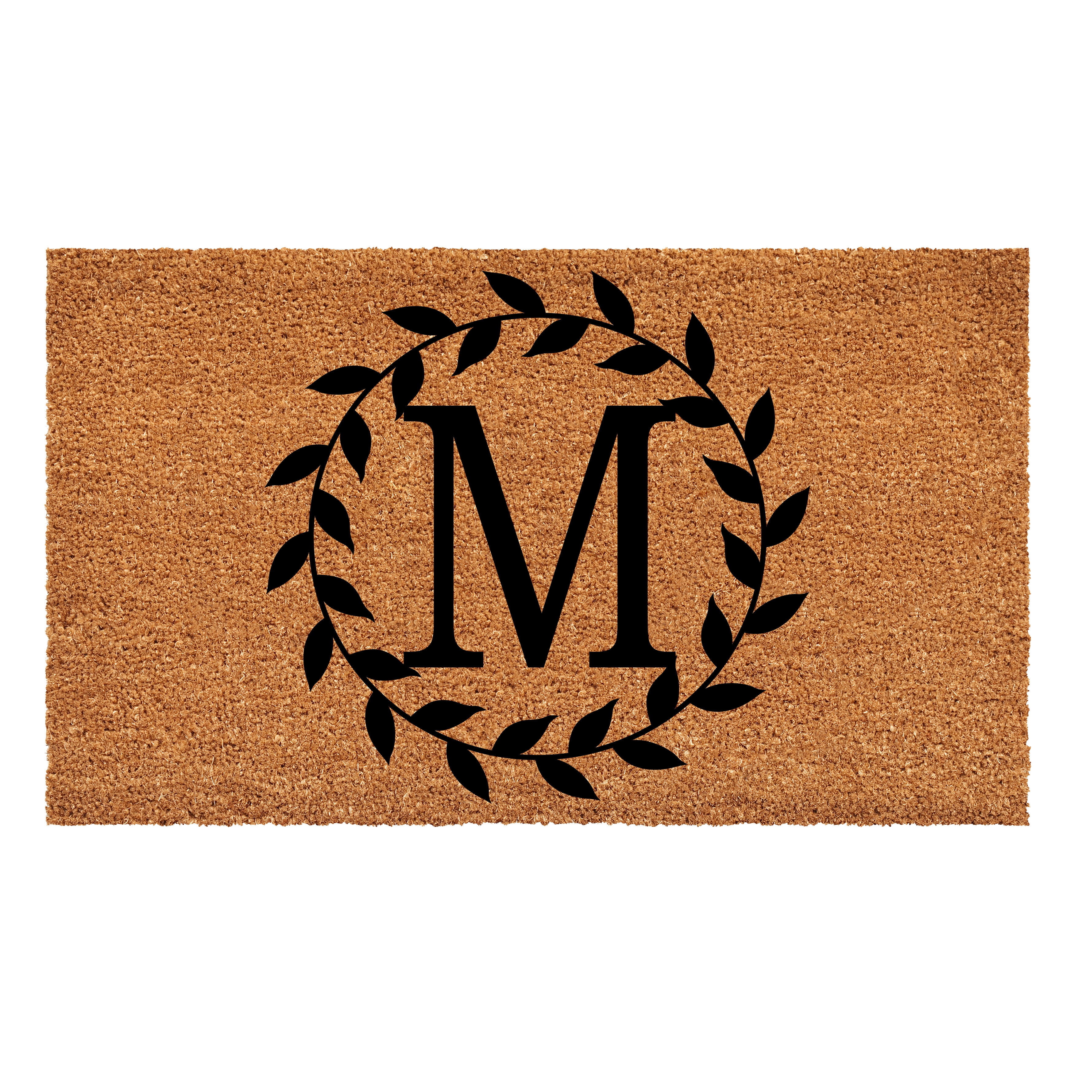Laurel Wreath Doormat, 17" x 29" (Letter M)
