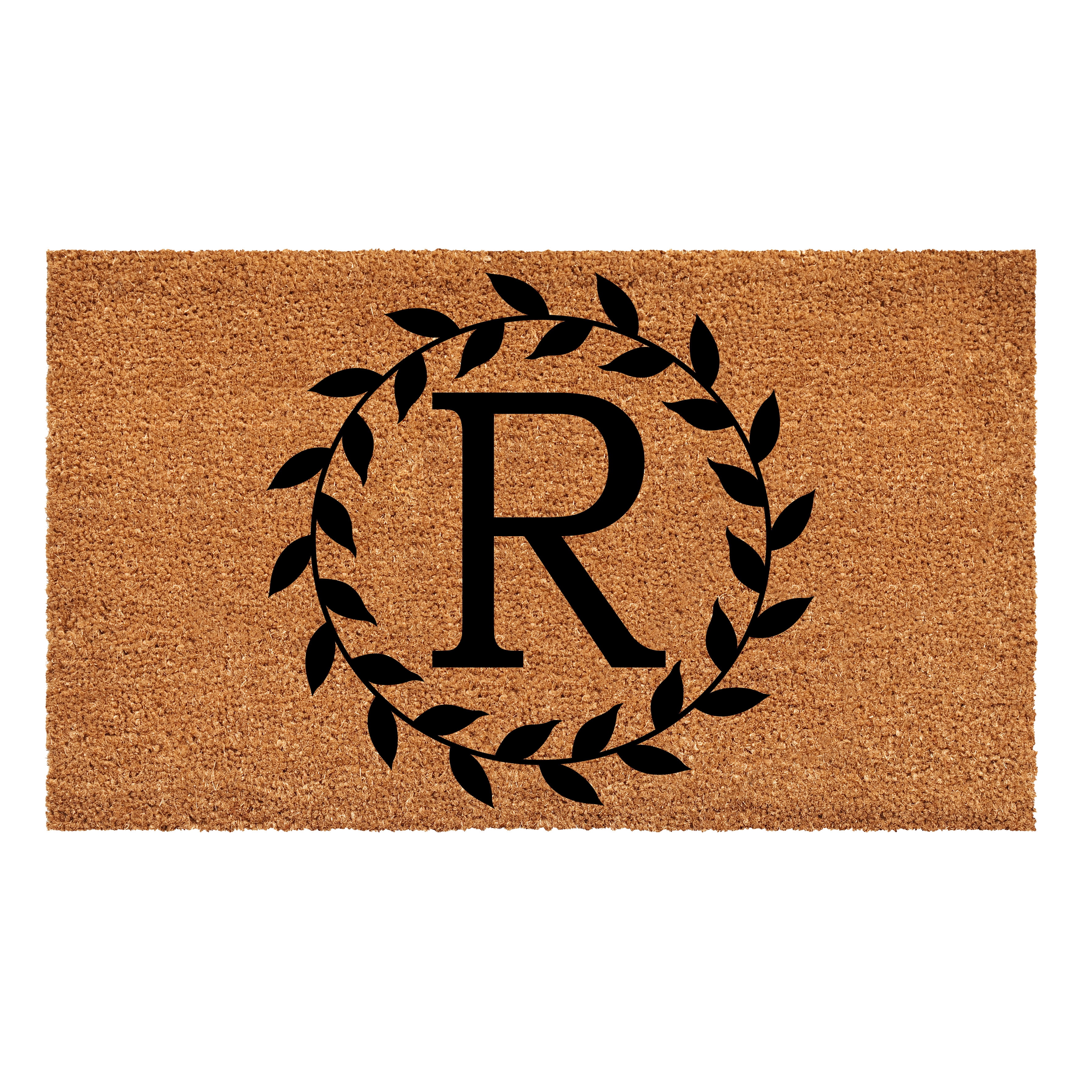 Laurel Wreath Doormat, 17" x 29" (Letter R)