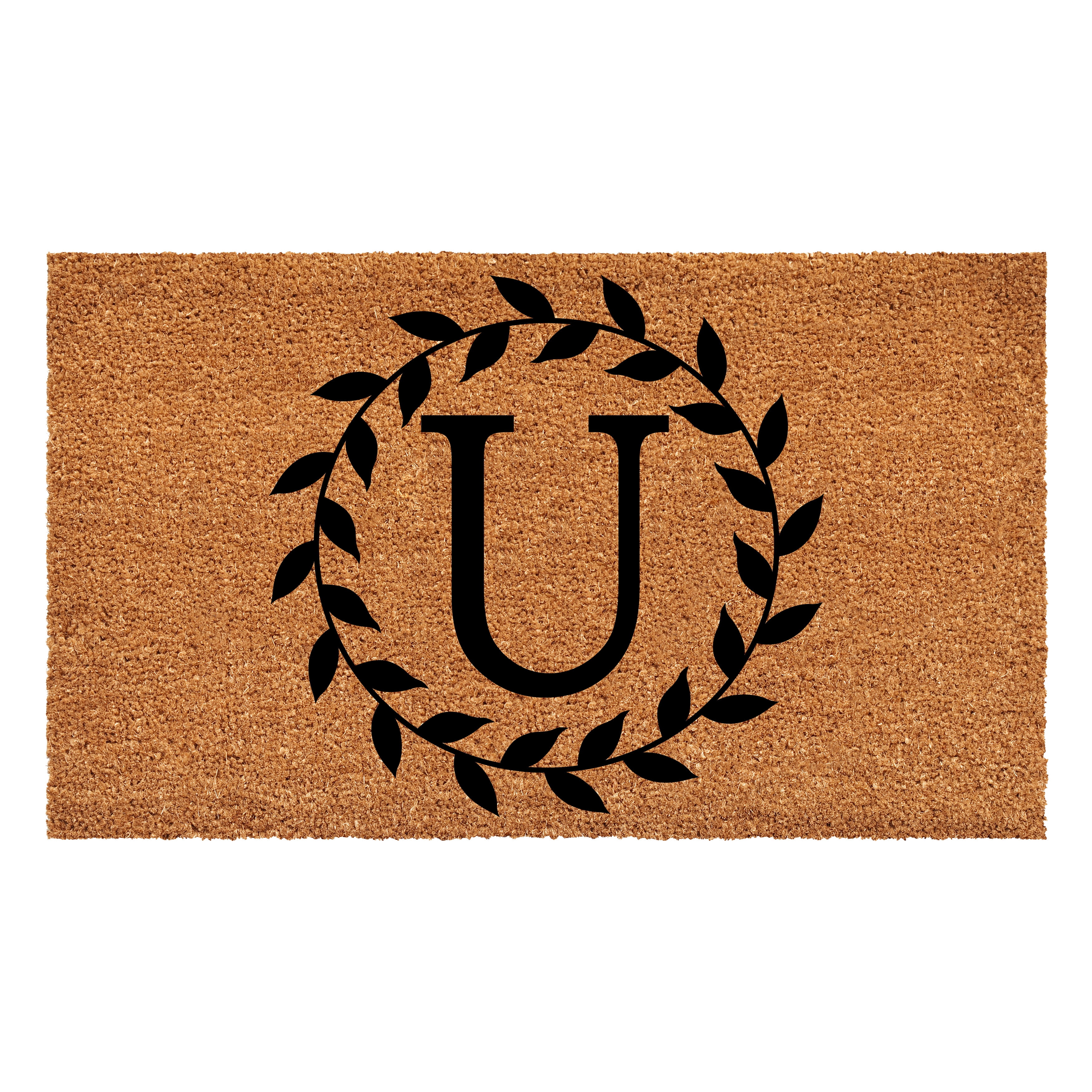 Laurel Wreath Doormat, 17" x 29" (Letter U)