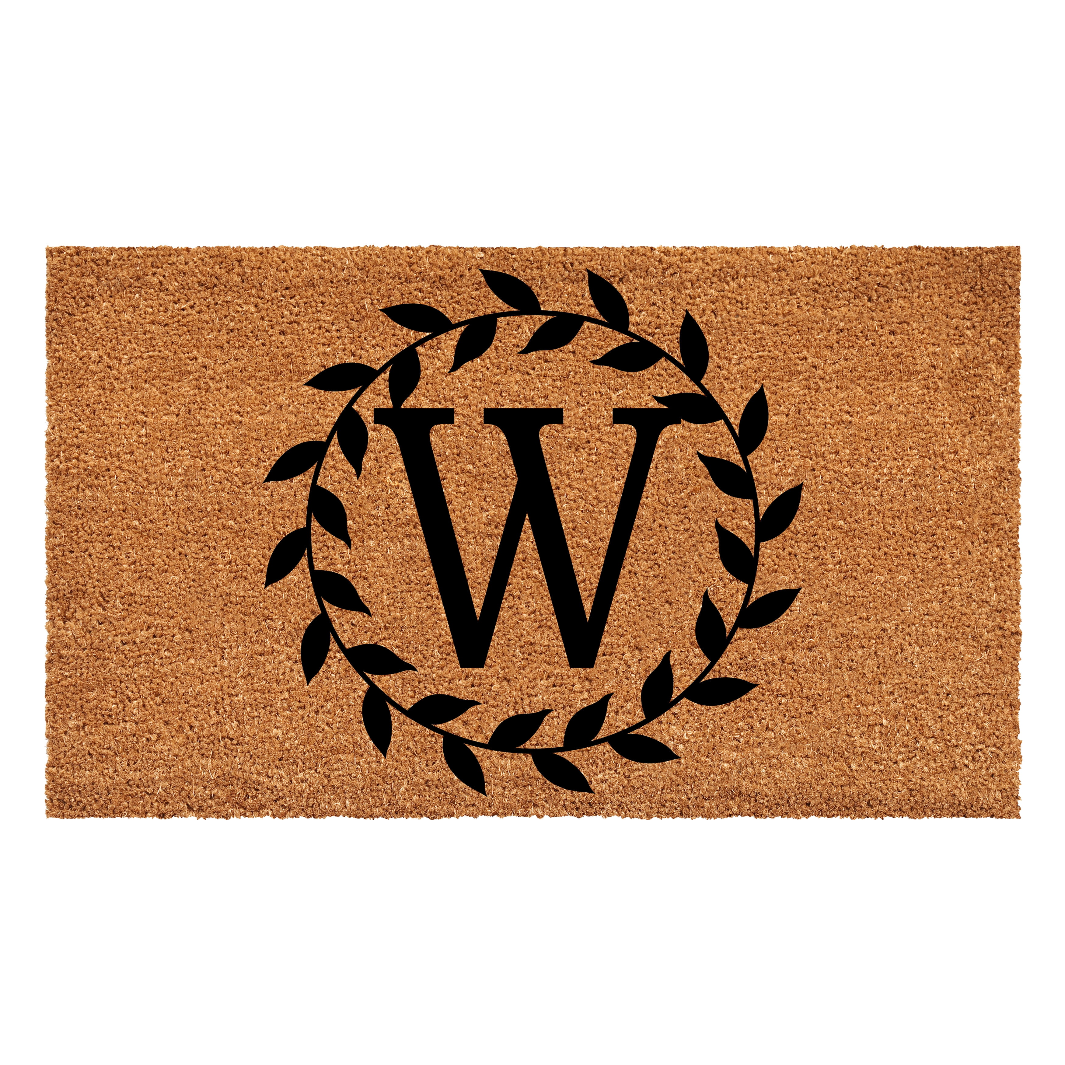 Laurel Wreath Doormat, 17" x 29" (Letter W