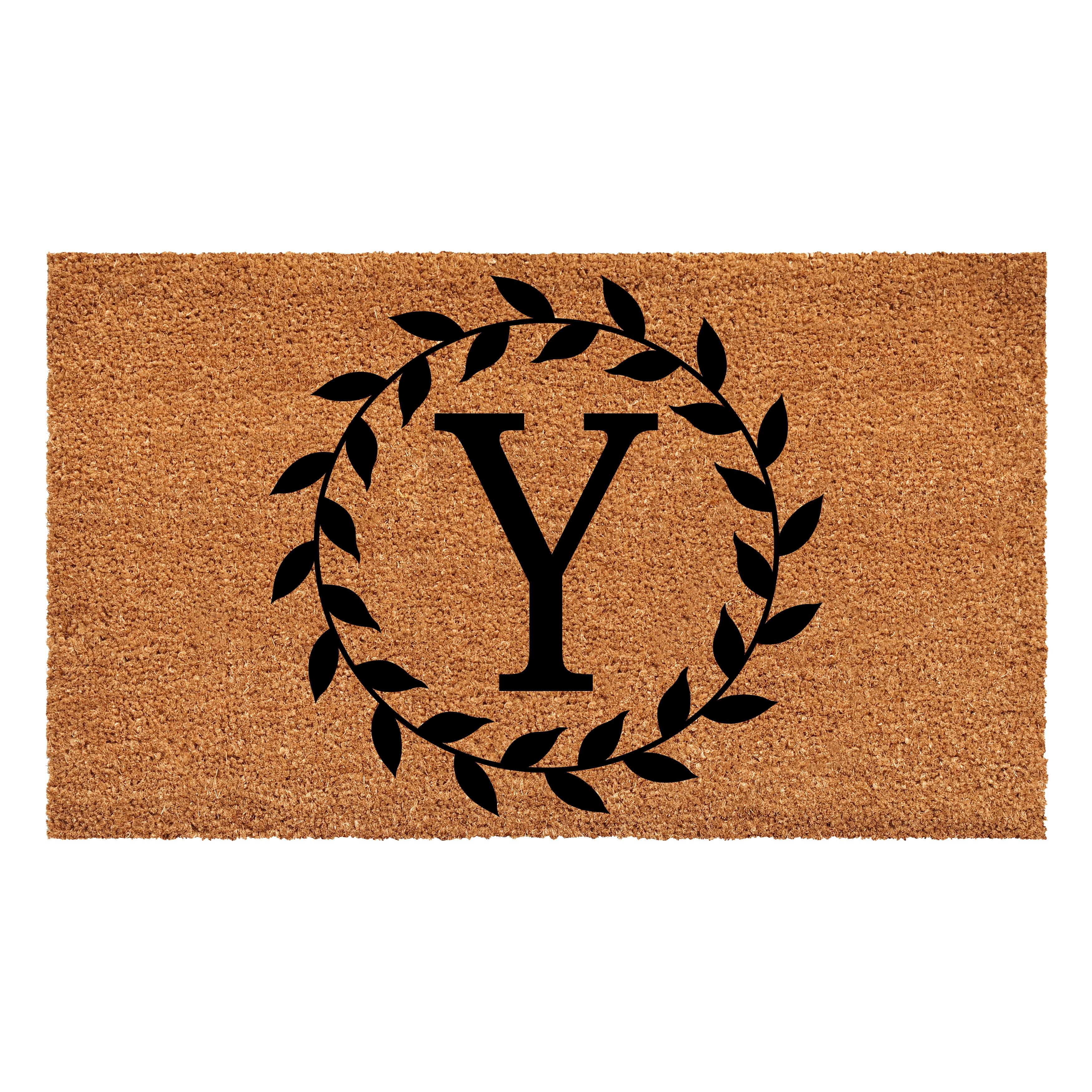 Laurel Wreath Doormat, 17" x 29" (Letter Y)