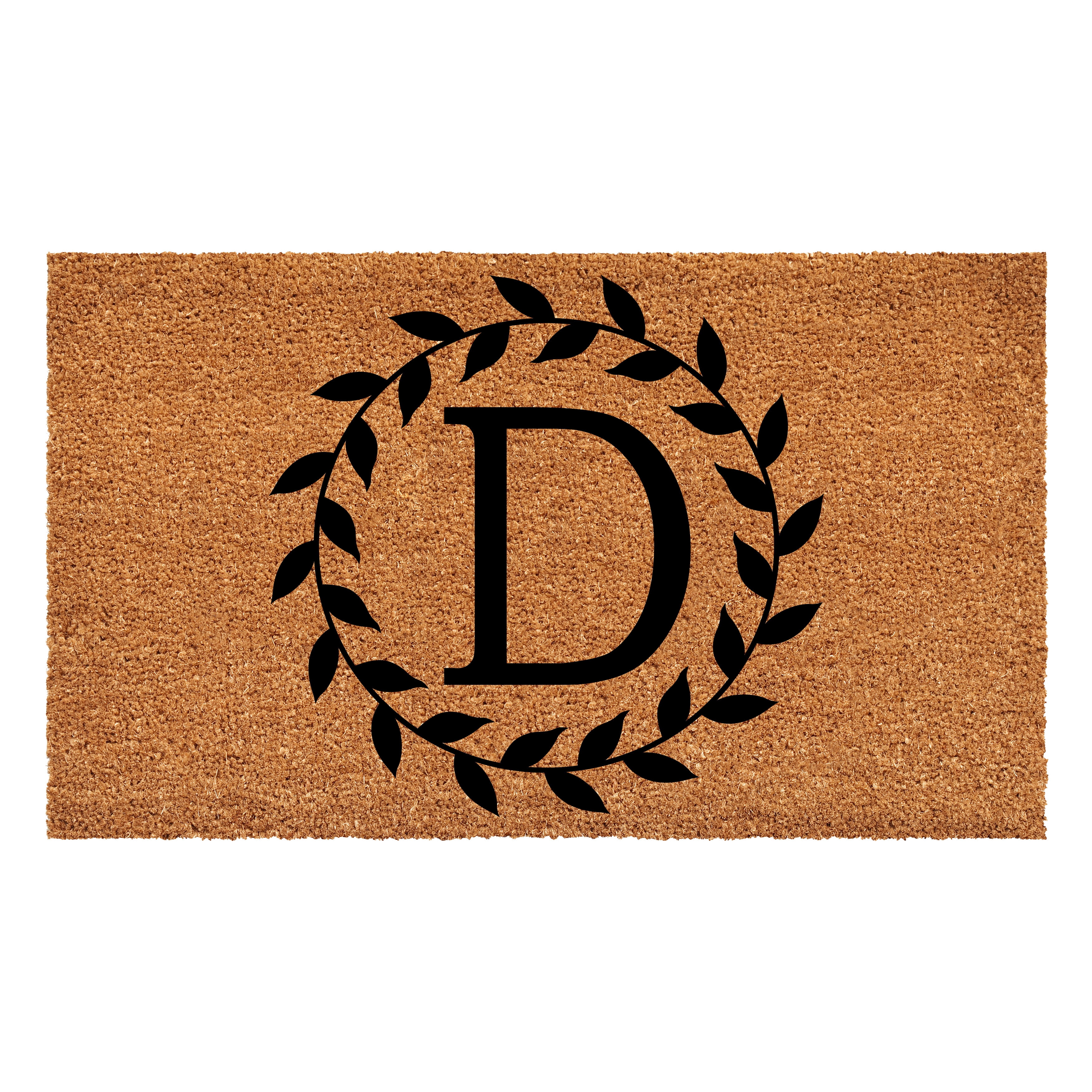 Laurel Wreath Doormat, 24" x 36" (Letter D)