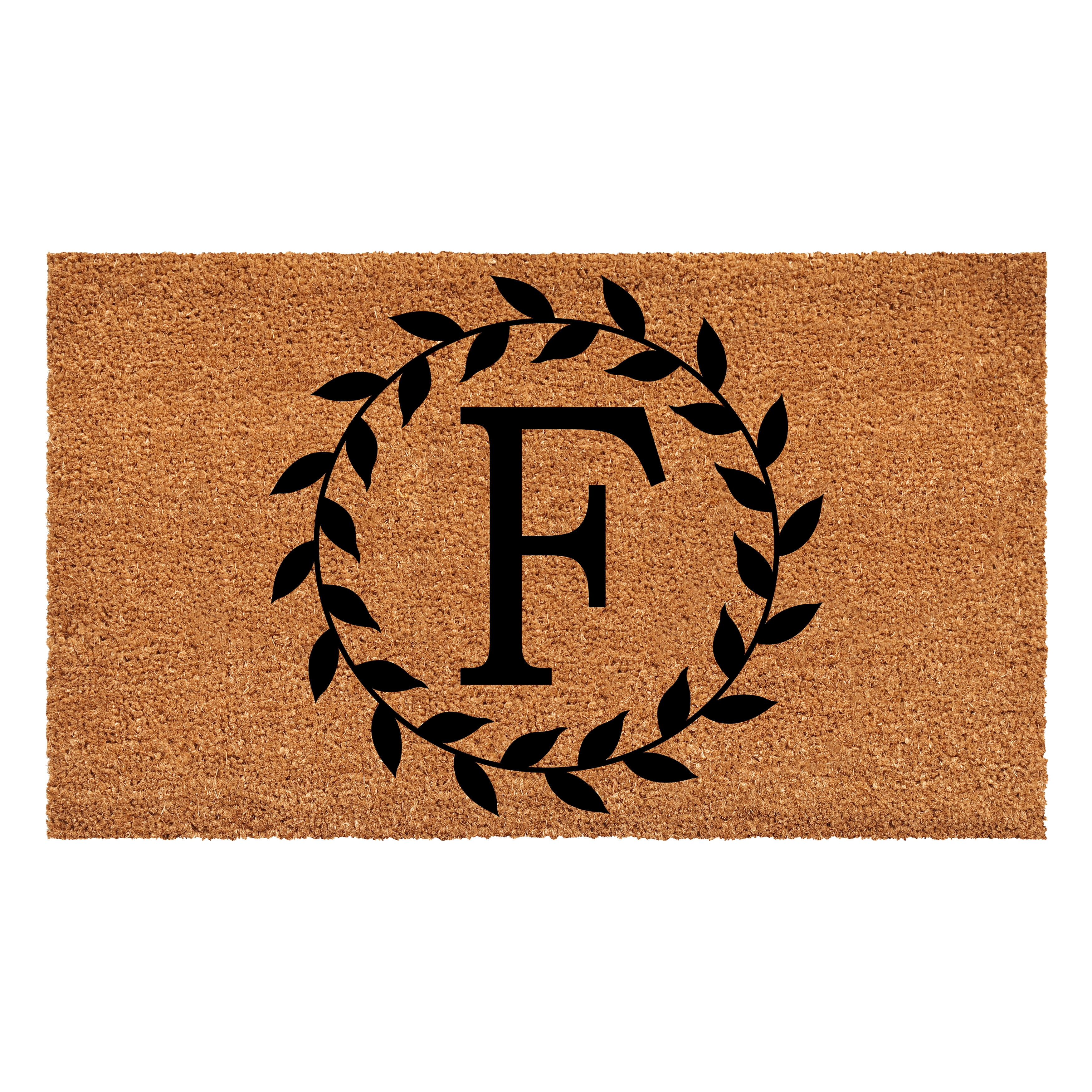 Laurel Wreath Doormat, 24" x 36" (Letter F)