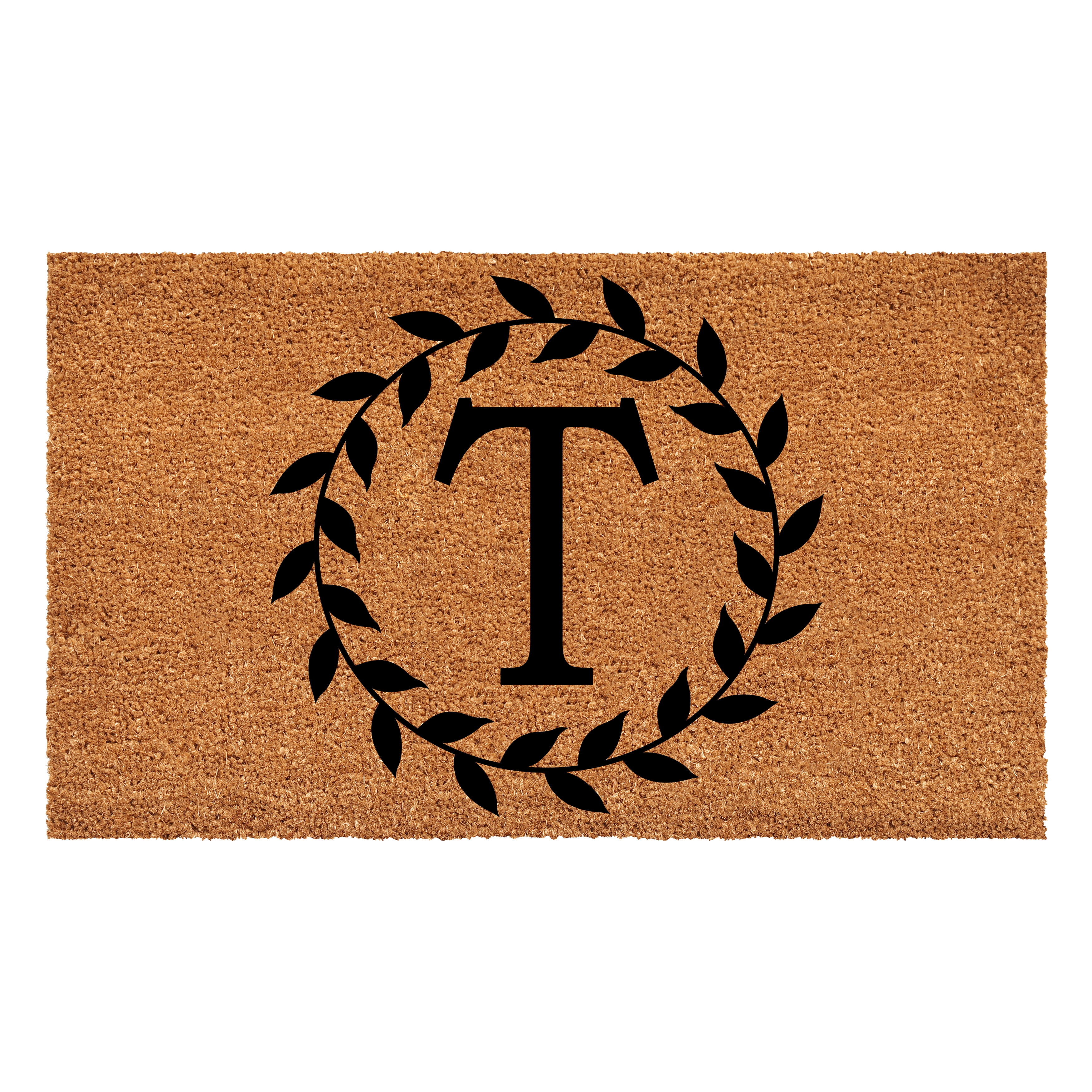 Laurel Wreath Doormat, 24" x 36" (Letter T)