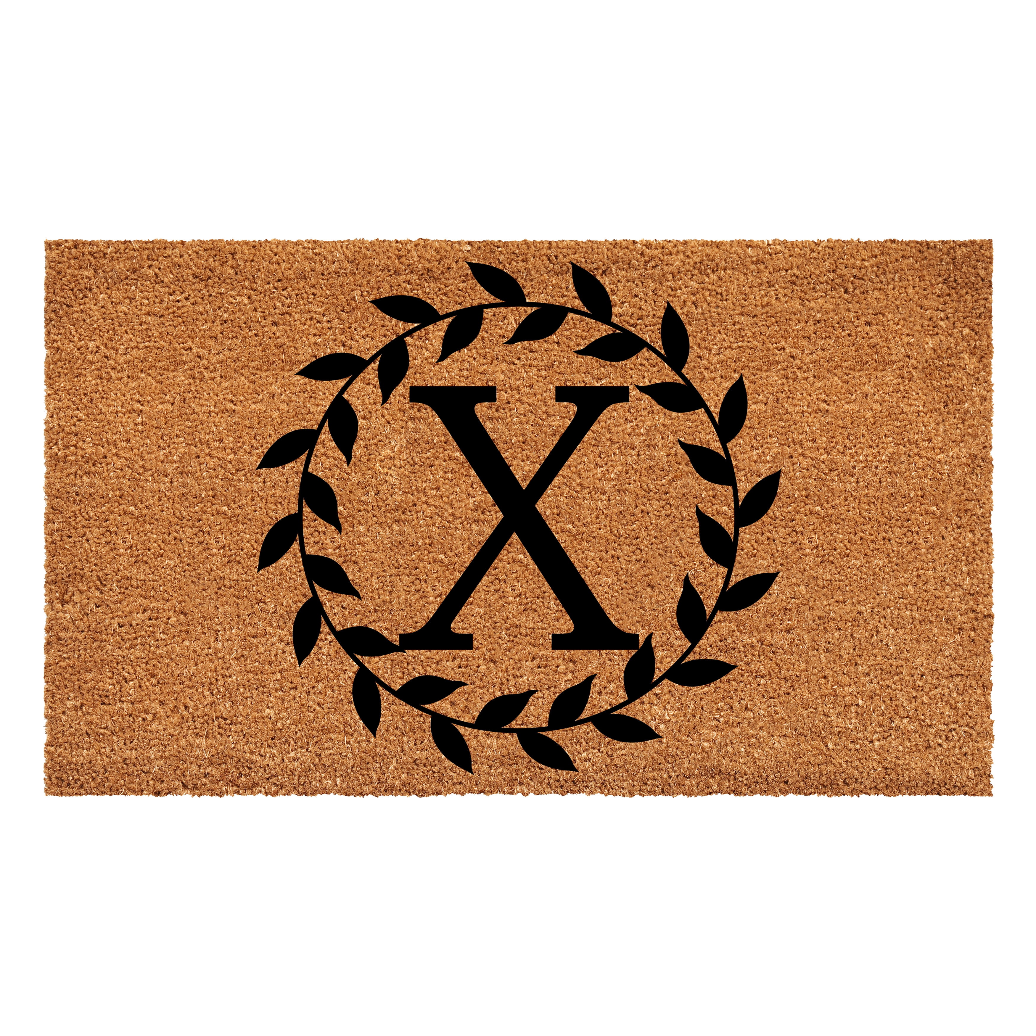 Laurel Wreath Doormat, 24" x 36" (Letter X)