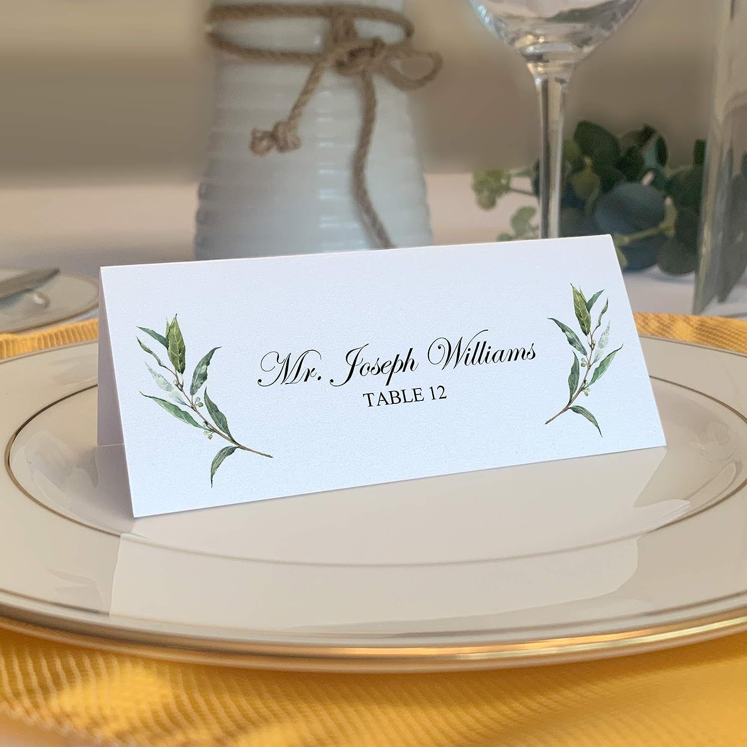 Laurel Wreath and Greenery Corner Printable Place Cards, Set of 60 (10 Sheets), Laser & Inkjet