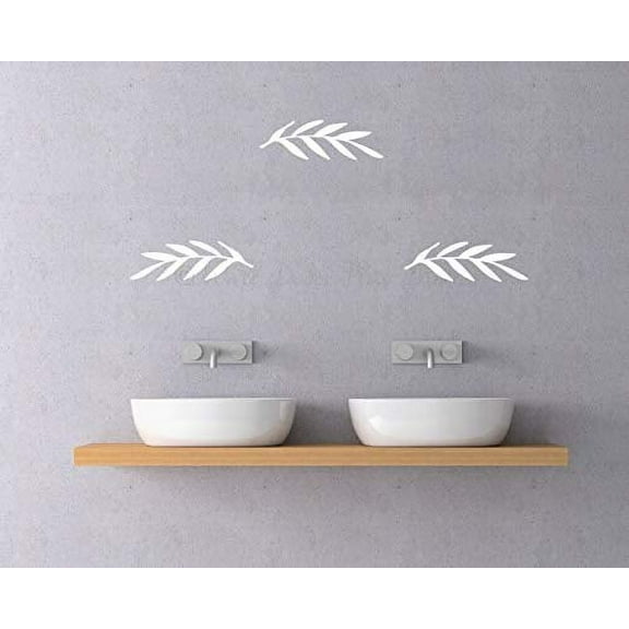 Laurel Wreath Leaves Elements Vinyl Art Decals Floral Decorative Removable Wall Sticker Décor White
