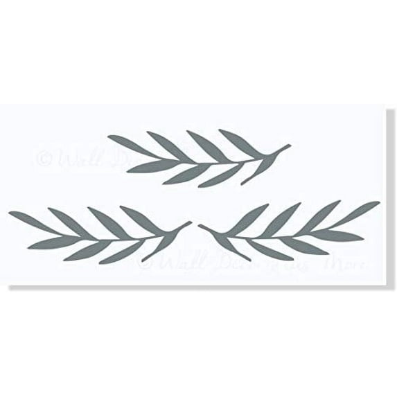Laurel Wreath Leaves Elements Vinyl Art Decals Floral Wall Sticker Décor Storm Gray