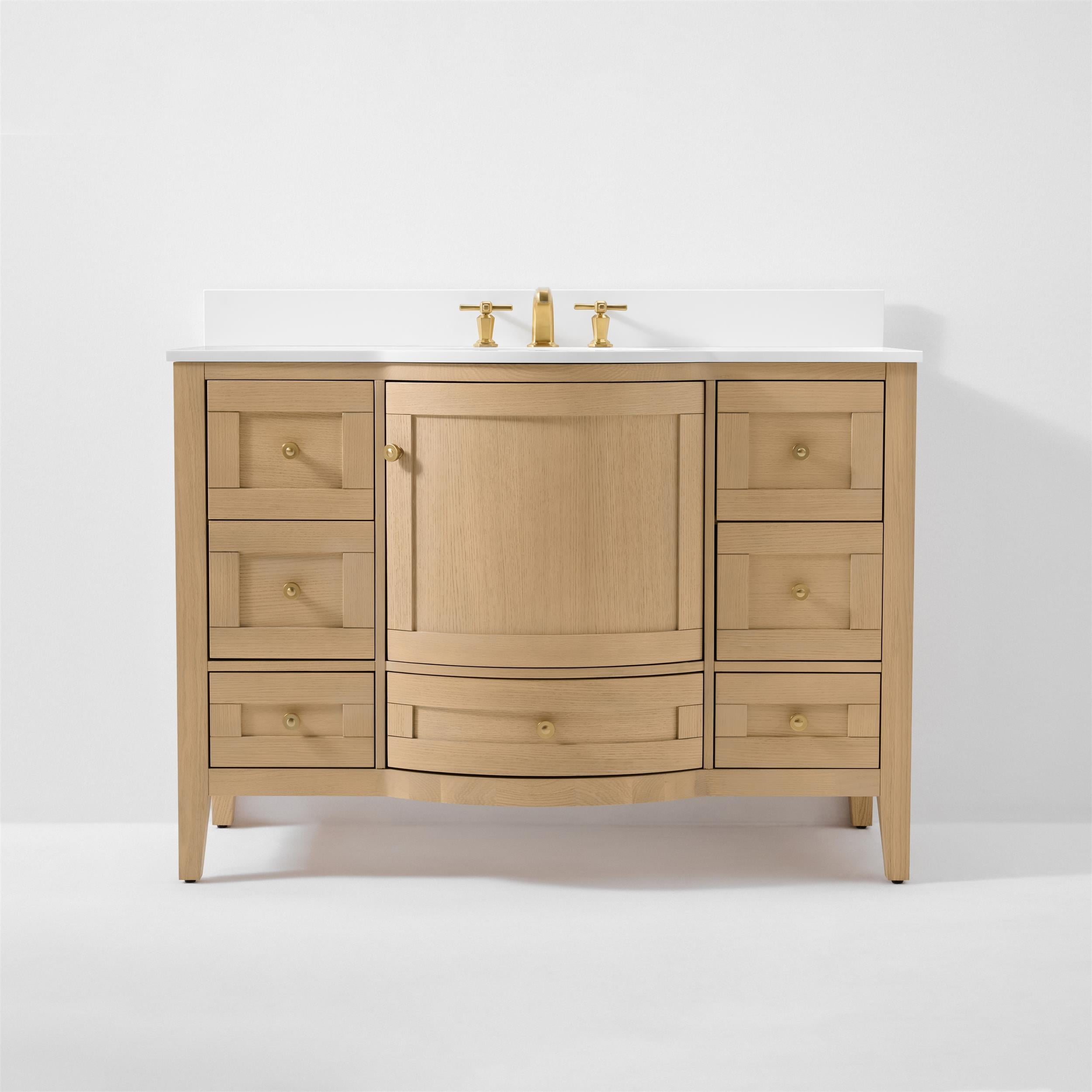 Lauren 48 in. Bath Vanity Set in Oak with White Quartz Top and