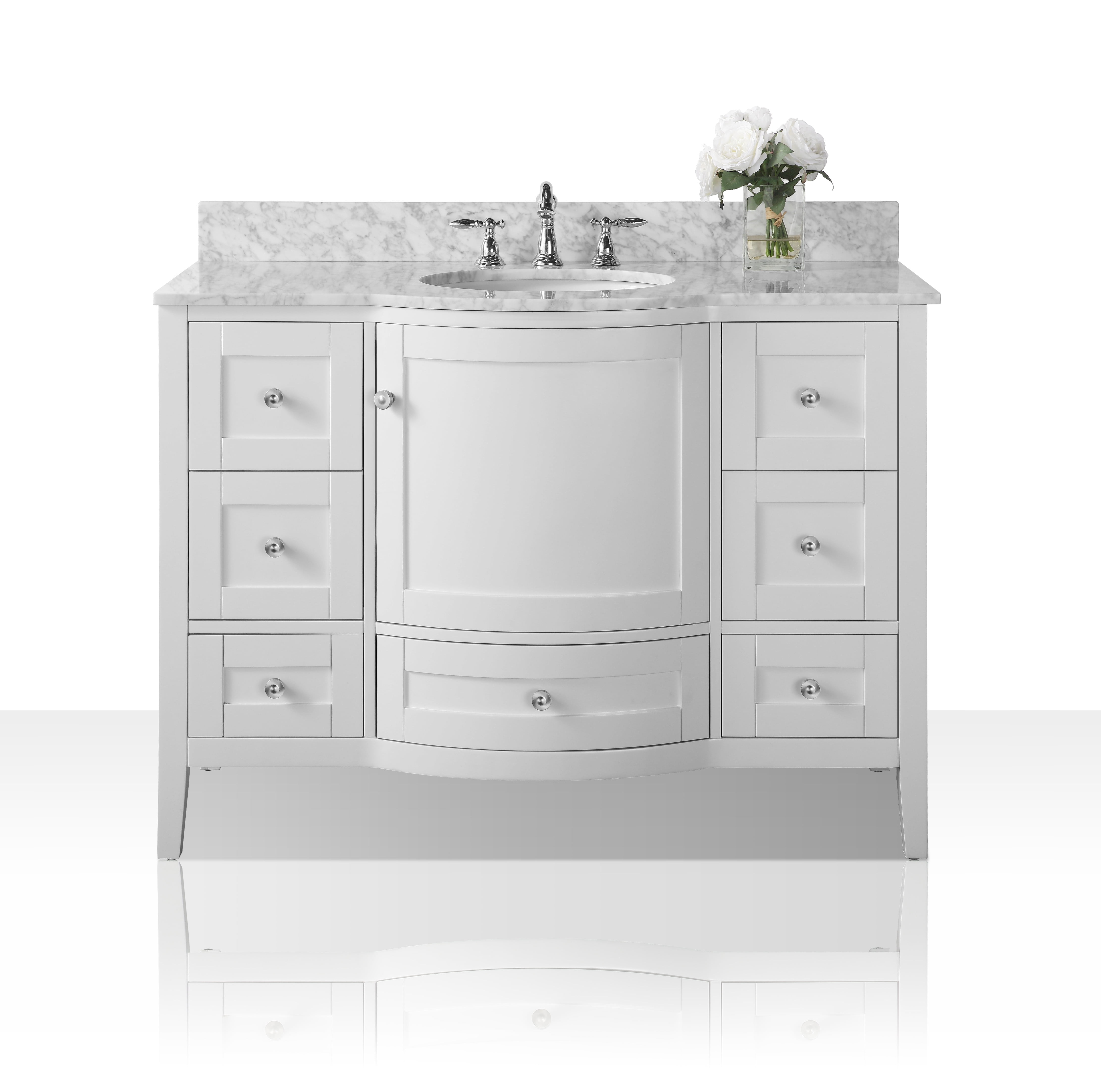 Lauren 48 in. Bath Vanity Set in White with Italian Carrara White ...