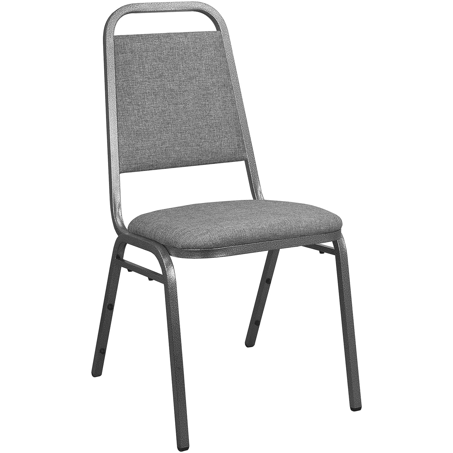 Charcoal Gray Fabric-Padded Stackable Banquet Chair with Metal Frame