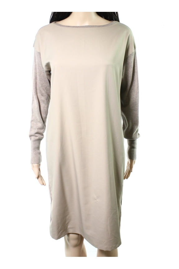 Lauren By Ralph Lauren NEW Beige Womens Size Medium PM Petite Dress