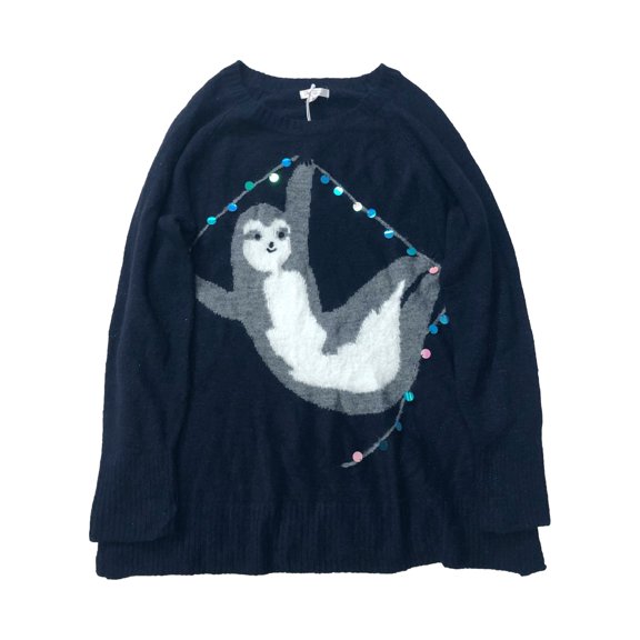 Lauren Conrad Womens Blue Sparkle Sloth Pull-Over Tunic Sweater XX-Large