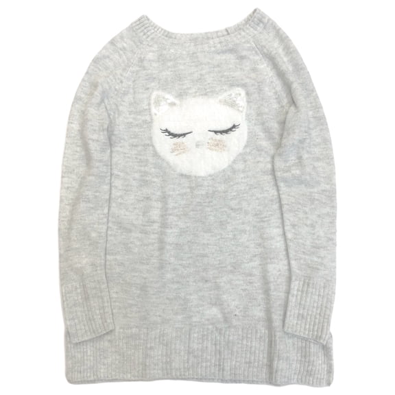 Lauren Conrad Womens Gray Sequin Kitty Cat Pull-Over Tunic Sweater X-Small