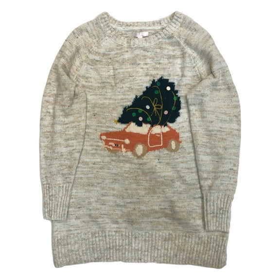 Lauren Conrad Womens Ivory & Orange Sequin Christmas Tree Holiday Sweater XXL