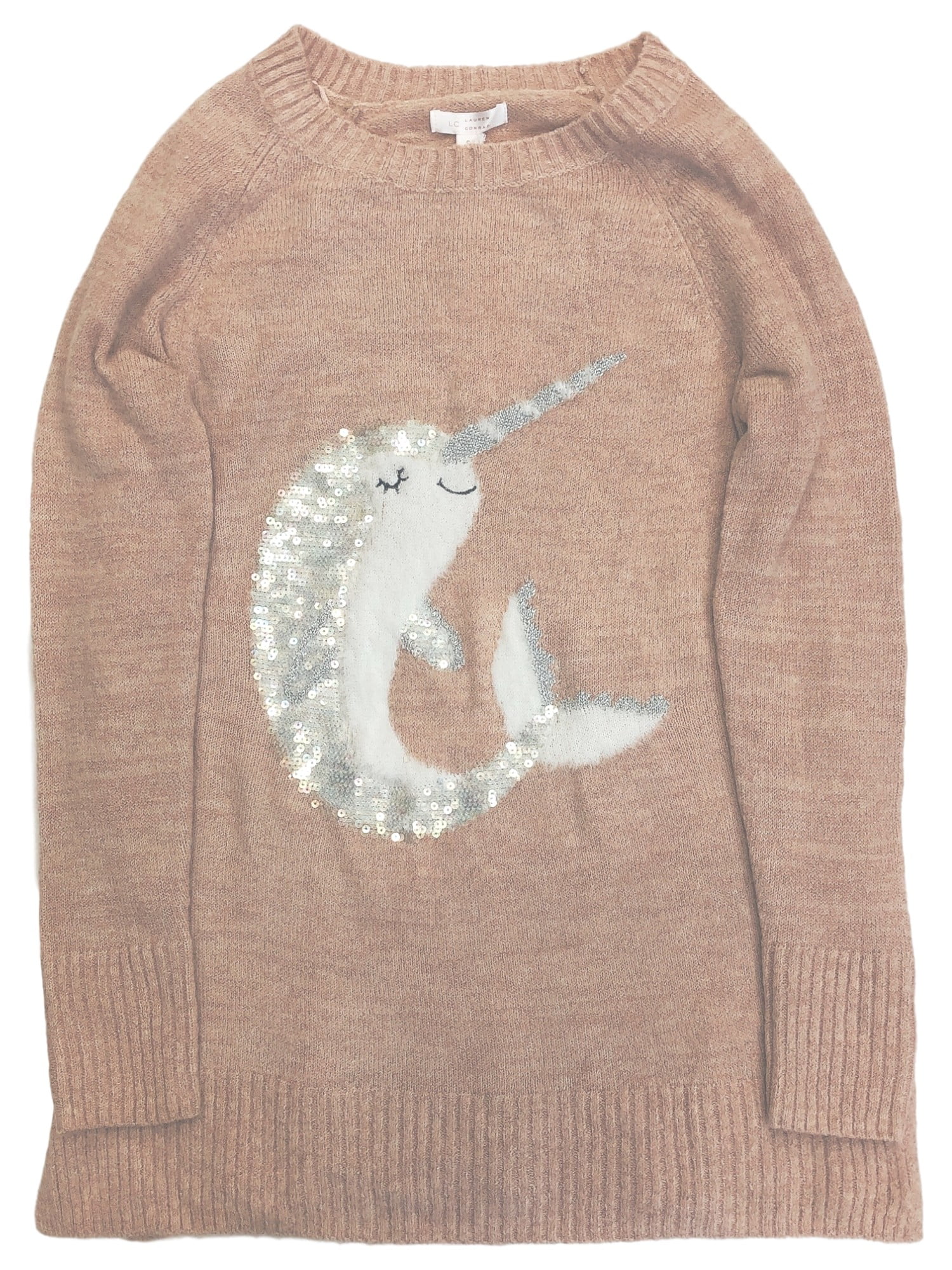 Lauren Conrad Womens Pink Sequin Unicorn Dolphin Whale Tunic