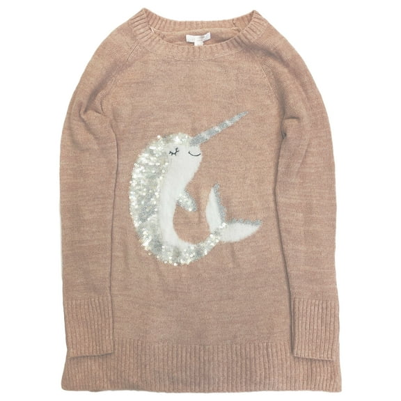 Lauren Conrad Womens Pink Sequin Unicorn Dolphin Whale Tunic Sweater X-Small