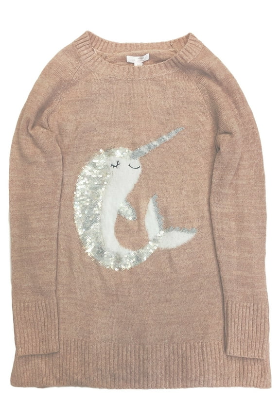 Womens Pink Sequin Unicorn Dolphin Whale Tunic Sweater XX-Large