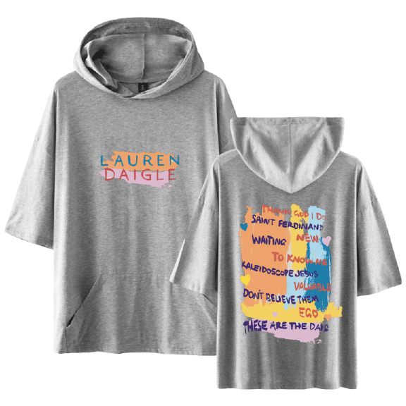 Lauren Daigle Merch Brushstroke Tracklist T-shirt with Hooded Casual Short Sleeve Tee Top for Women Men Summer Wear