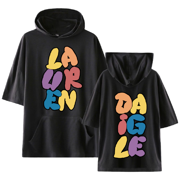 Lauren Daigle Merch Bubble Letter Lauren Daigle T-shirt with Hooded Casual Short Sleeve Tee Top for Women Men Summer Wear
