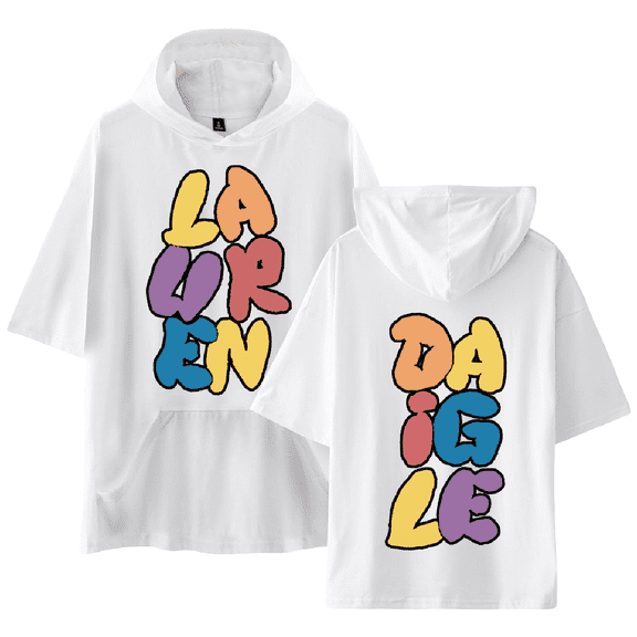 Lauren Daigle Merch Bubble Letter Lauren Daigle T-shirt with Hooded Casual Short Sleeve Tee Top for Women Men Summer Wear