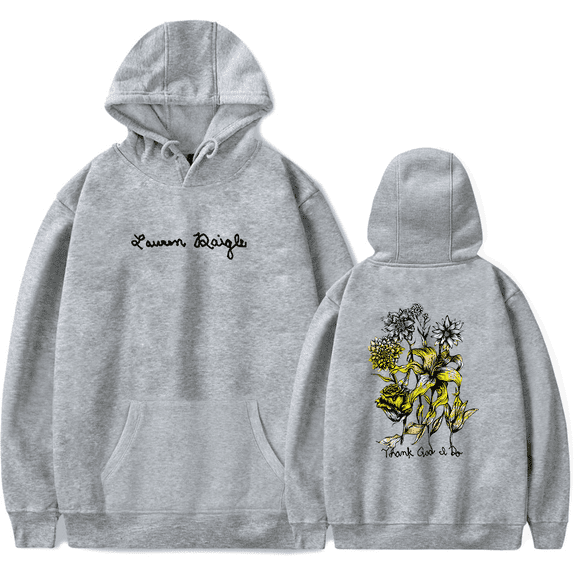 Lauren Daigle Merch Hoodie Thank God I Do Floral Hoodies Men Women Long Sleeve Sweatshirt Streetwear Pullover Top