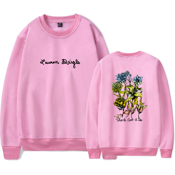 Lauren Daigle Merch Sweatshirt Thank God I Do Floral Crewneck Men Women Long Sleeve Hoodie Streetwear Pullover