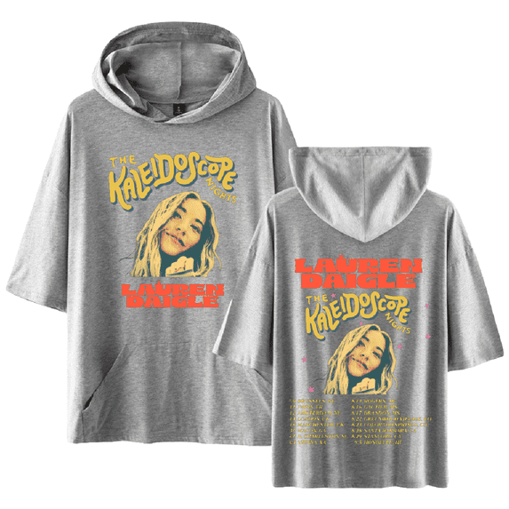 Lauren Daigle Merch The Kaleidoscope Night Tour T-shirt with Hooded Casual Short Sleeve Tee Top for Women Men Summer Wear
