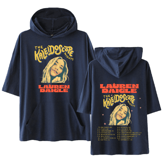 Lauren Daigle Merch The Kaleidoscope Night Tour T-shirt with Hooded Casual Short Sleeve Tee Top for Women Men Summer Wear