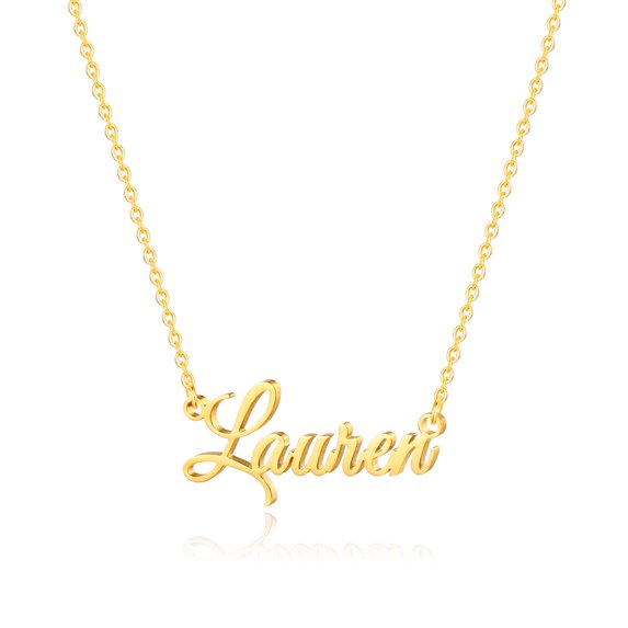 Lauren-G Name Necklace Personalized, Gold Plated Custom Name Necklace Charm Jewelry Gift for Women