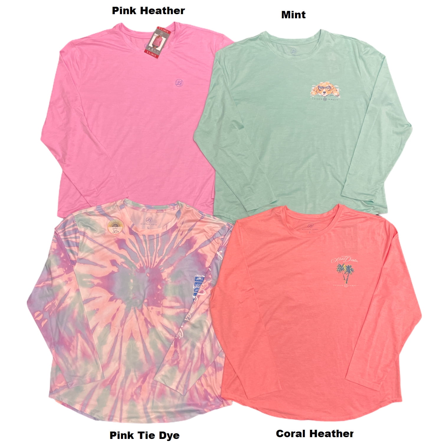 Lauren James Women s UPF 30 Moisture Wicking Long Sleeve Sun Guard Shirt Pink Tie Dye XXL Walmart