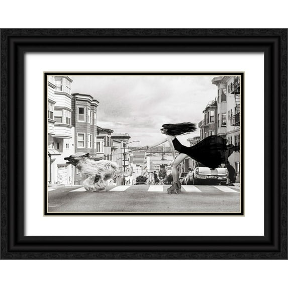 Lauren, Julian 14x11 Black Ornate Wood Framed with Double Matting Museum Art Print Titled - Skating in San Francisco