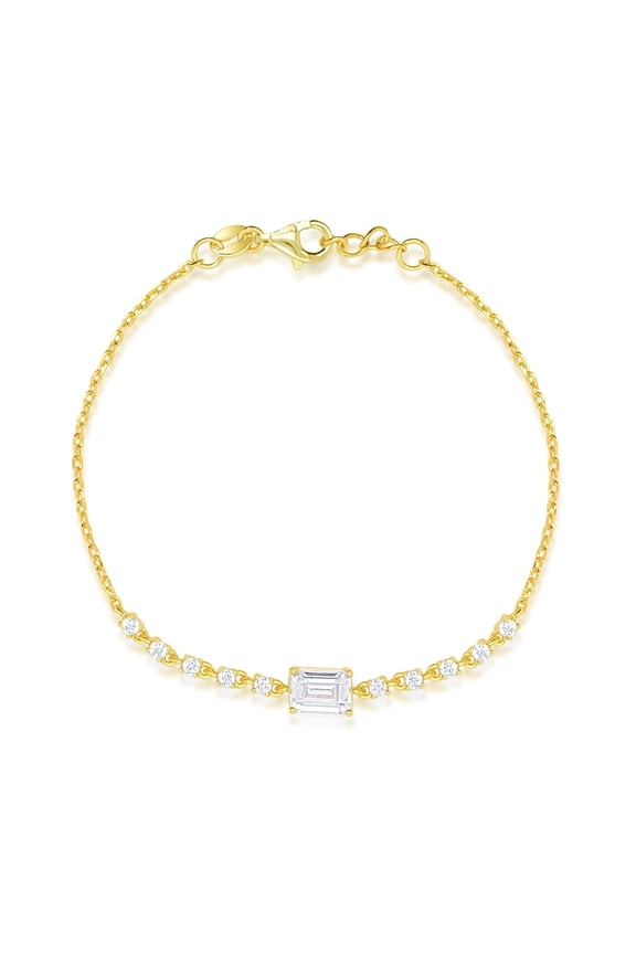 Yellow Gold Tone CZ Emerald Illusion and Bezel Bracelet