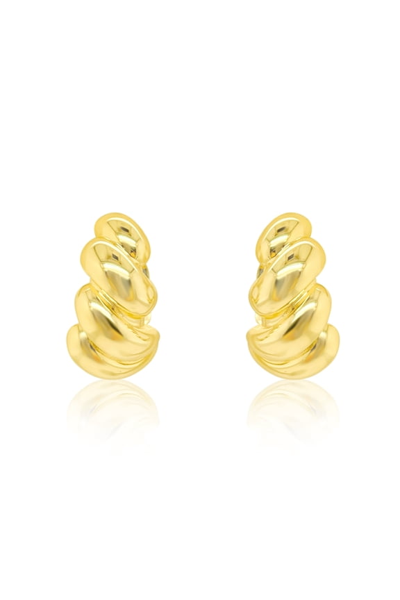 Yellow Gold Tone Chunky Swirl Earrings Studs