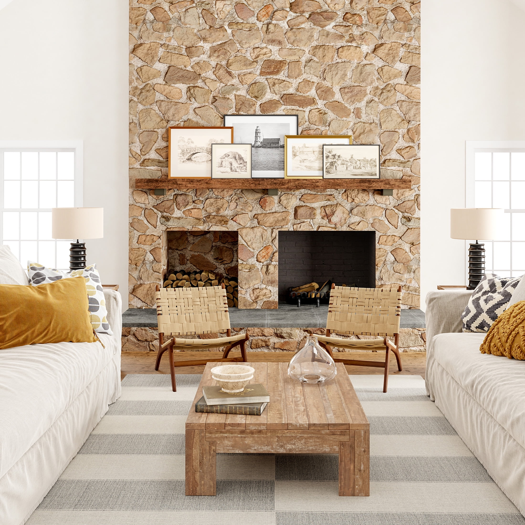 Gray and Beige Handmade Cotton Tufted Rectangular Area Rug